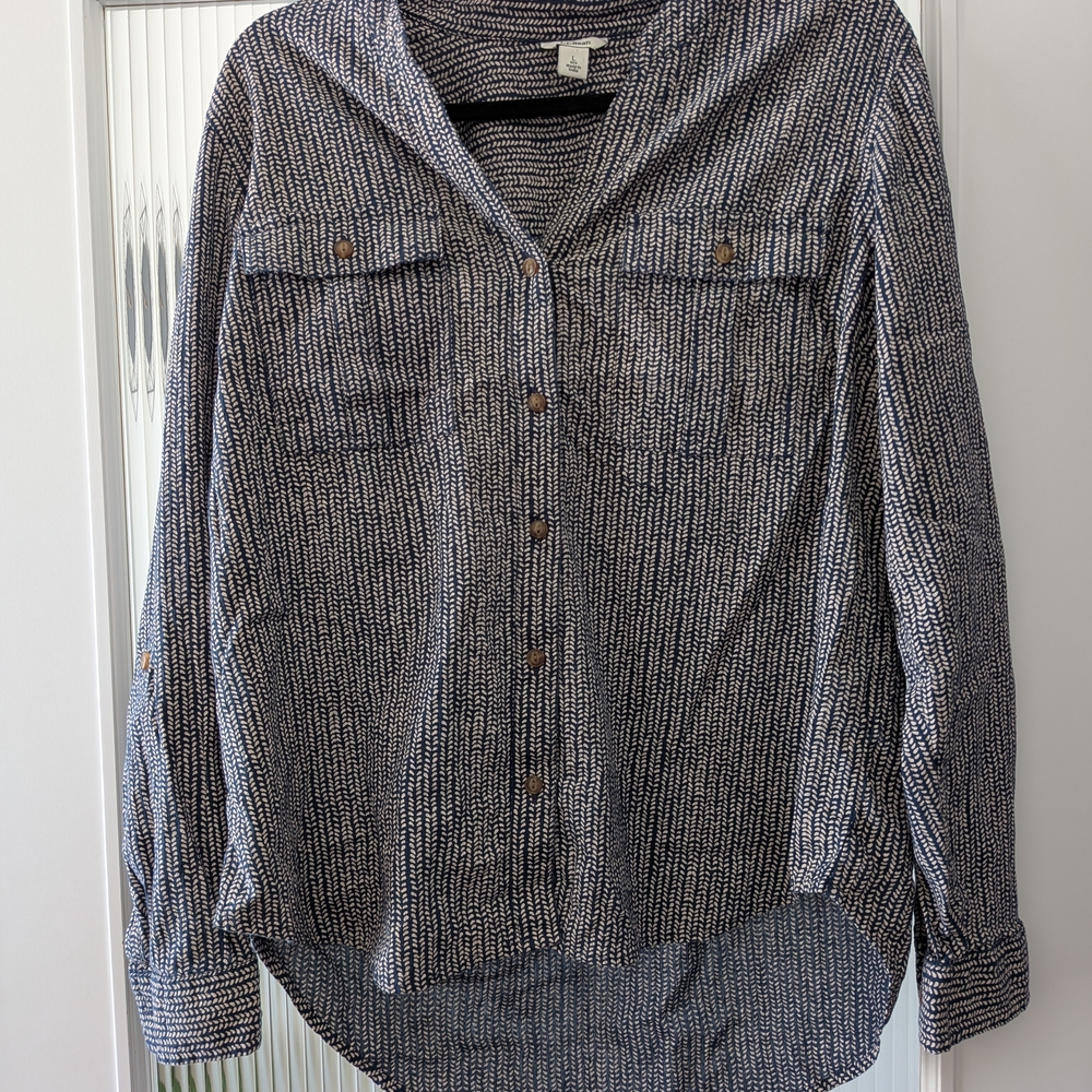 Black and White Button-Up Shirt